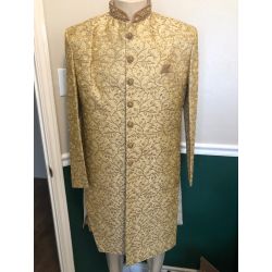 Golden Colored Embroidery Sherwani